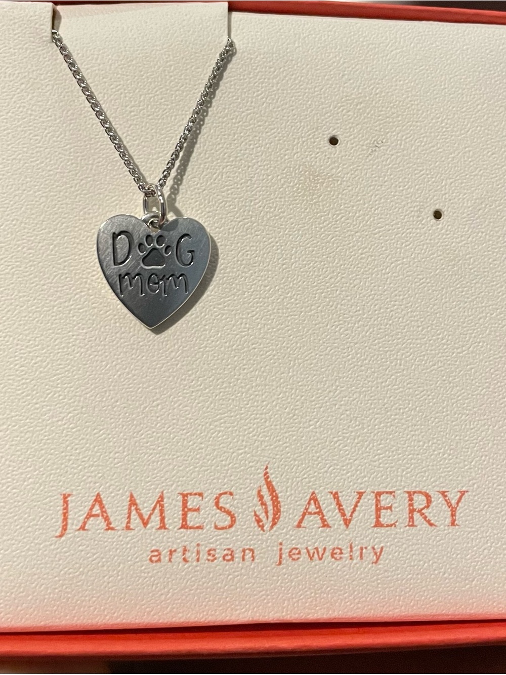 James Avery RETIRED Silver Dog Mom Heart Pendant Necklace